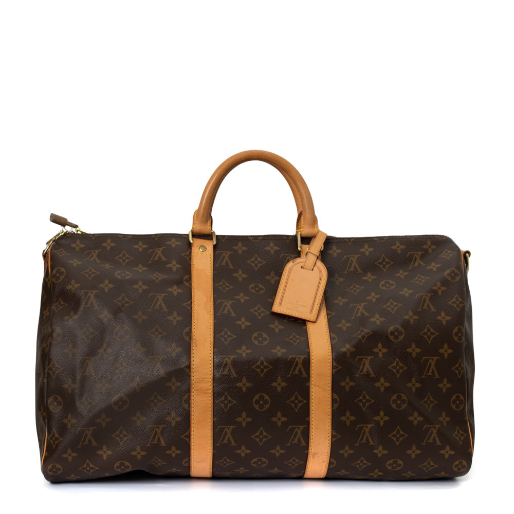 Sac Keepall 50 Vintage en toile monogramme marron