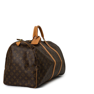Sac Keepall 55 Vintage en toile monogramme marron