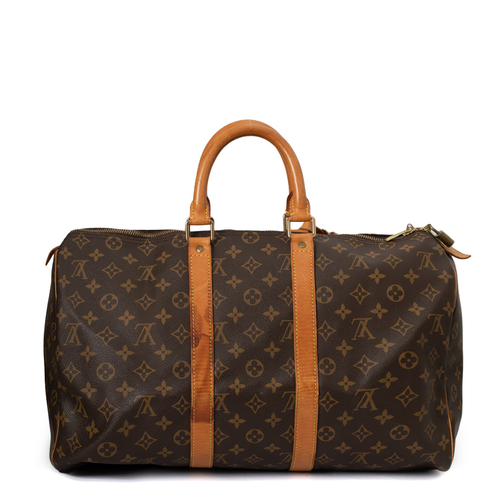 Sac Keepall 45 Vintage en toile monogramme marron