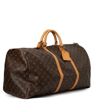 Sac Keepall 60 Vintage en toile monogramme marron