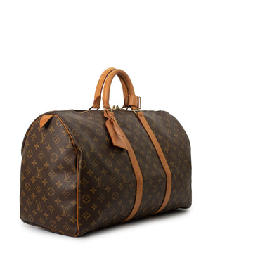 Sac Keepall 50 Vintage en toile monogramme marron