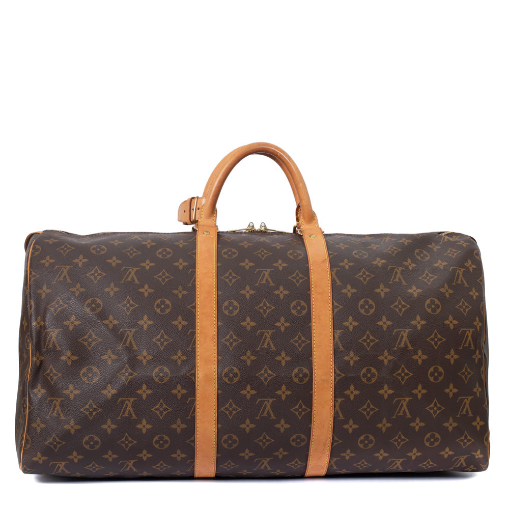 Sac Keepall 55 Vintage en toile monogramme marron