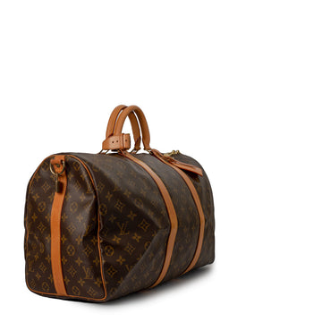 Sac Keepall 50 Vintage en toile monogramme marron