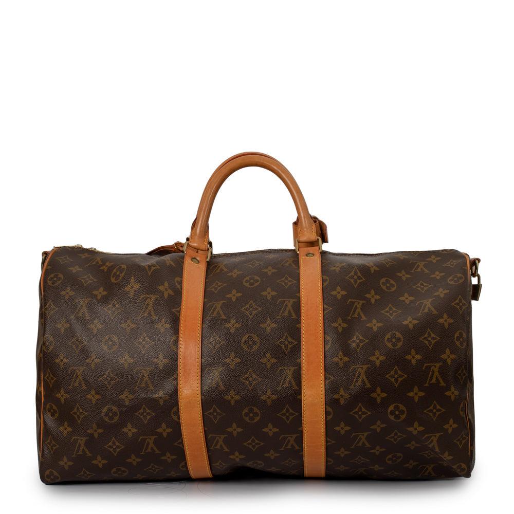 Sac Keepall 50 Vintage en toile monogramme marron