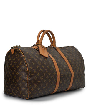 Sac Keepall 55 Vintage en toile monogramme marron