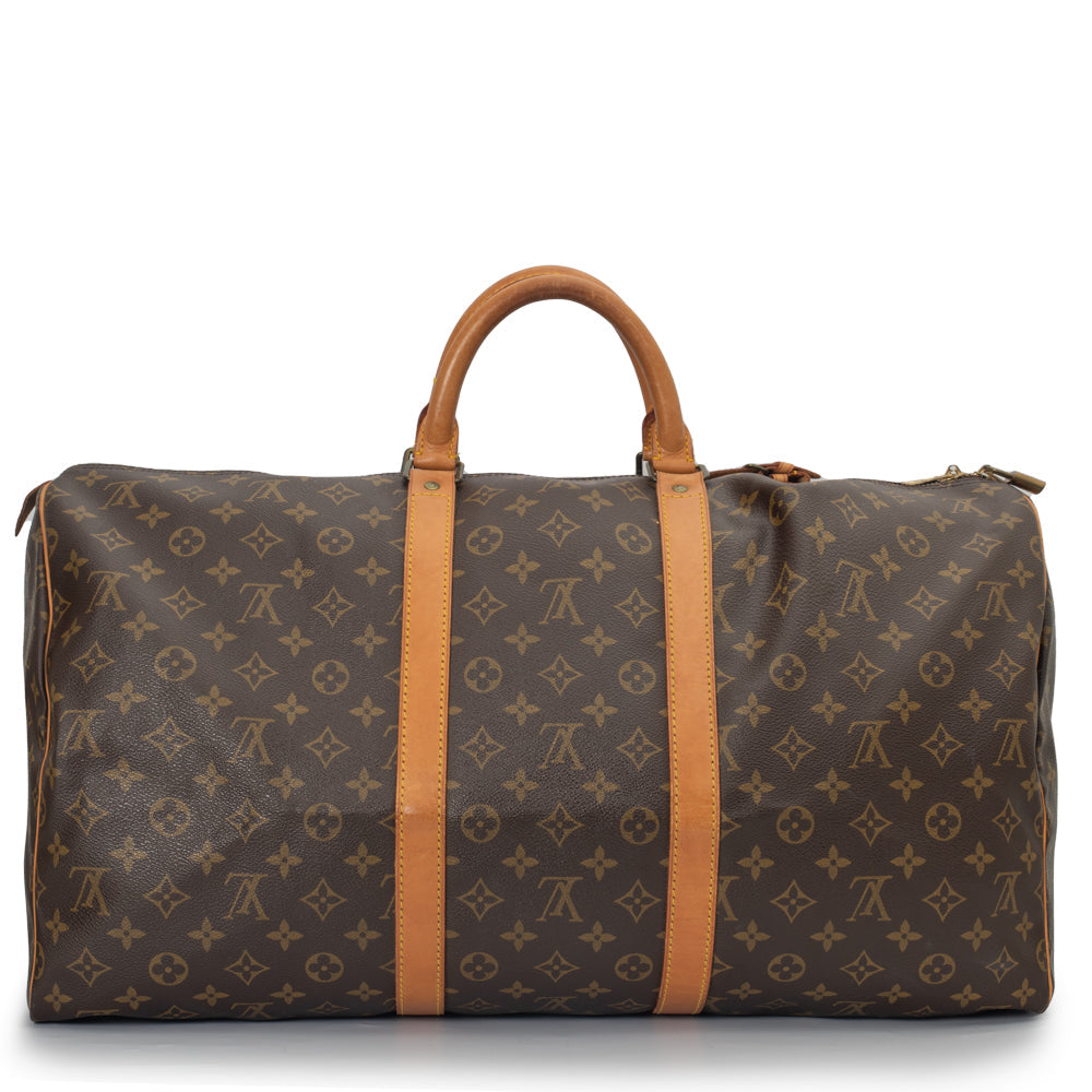 Sac Keepall 55 Vintage en toile monogramme marron