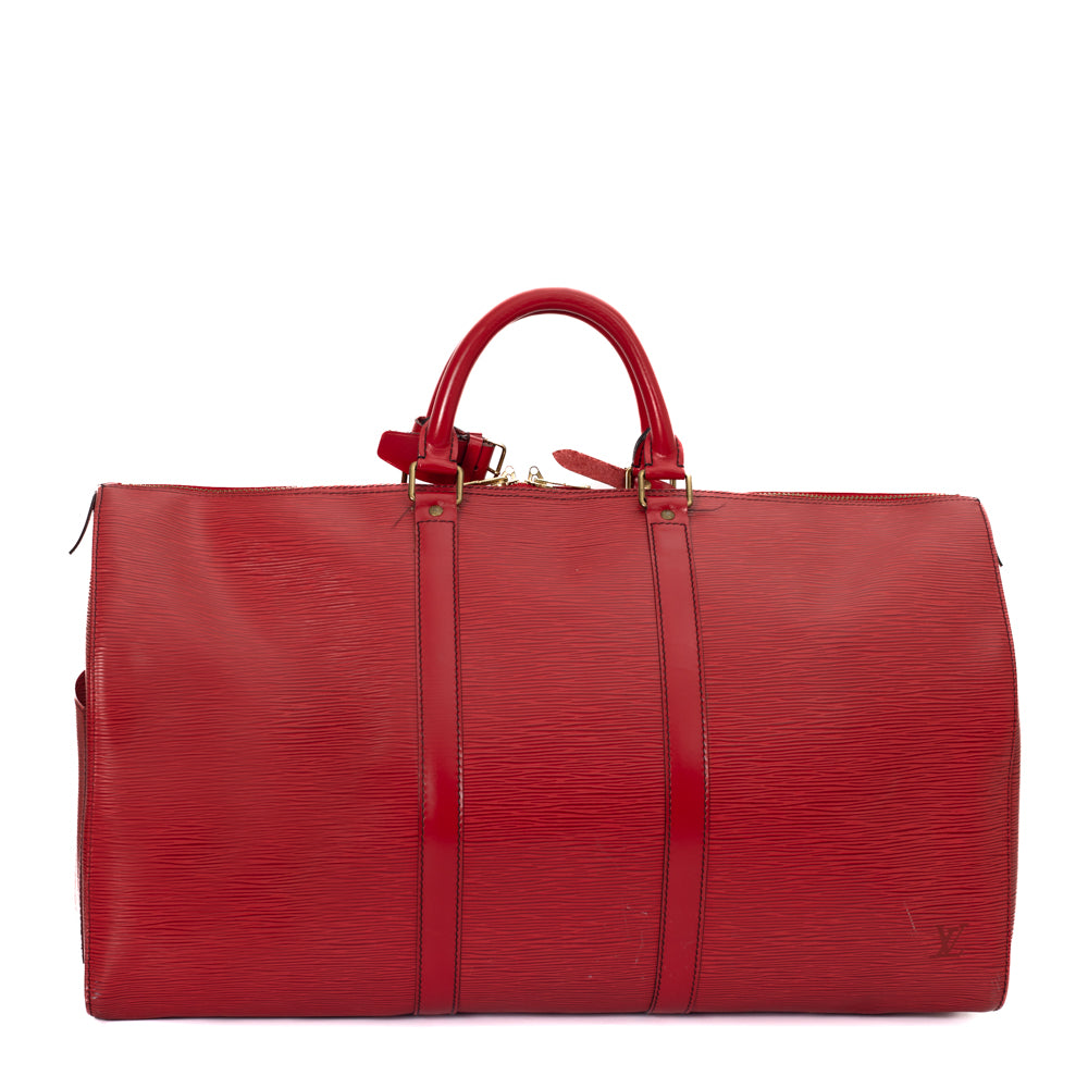 Sac Keepall 50 Vintage en cuir épi rouge
