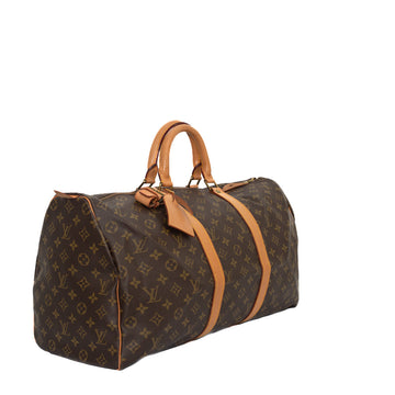 Sac Keepall 50 Vintage en toile monogramme marron