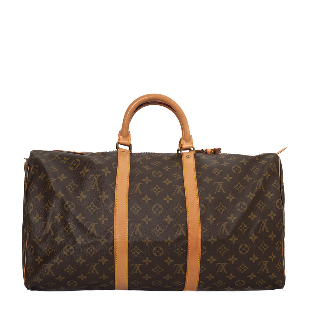 Sac Keepall 50 Vintage en toile monogramme marron
