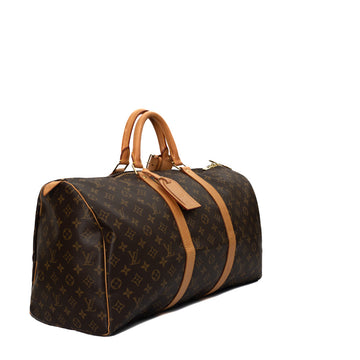 Sac Keepall 50 Vintage en toile monogramme marron