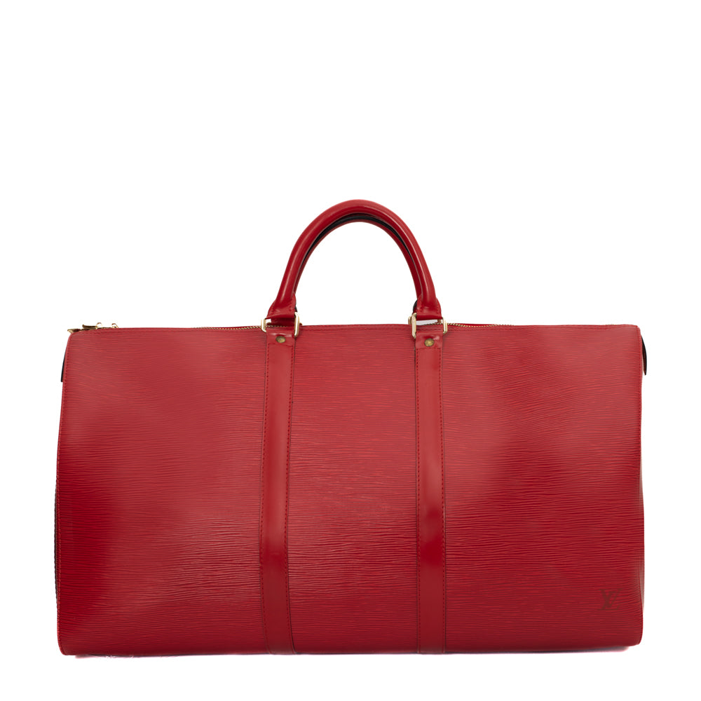 Sac Keepall 50 Vintage en cuir épi rouge