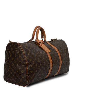 Sac Keepall 55 Vintage en toile monogramme marron