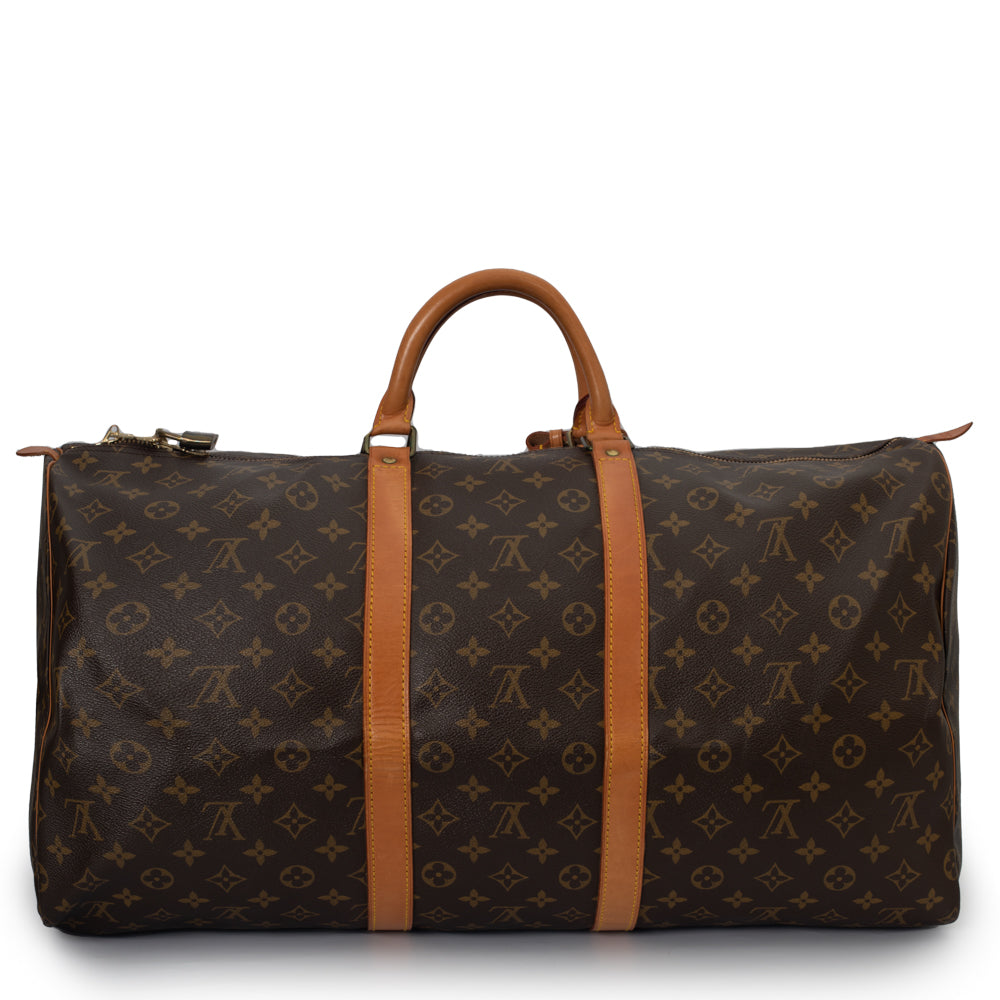 Sac Keepall 55 Vintage en toile monogramme marron