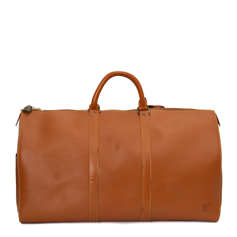 Sac Keepall 50 Vintage en cuir épi marron