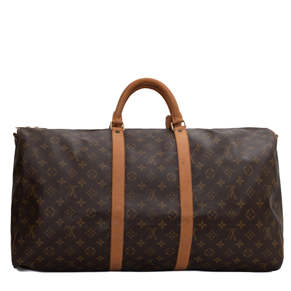 Sac Keepall 55 Vintage en toile monogramme marron