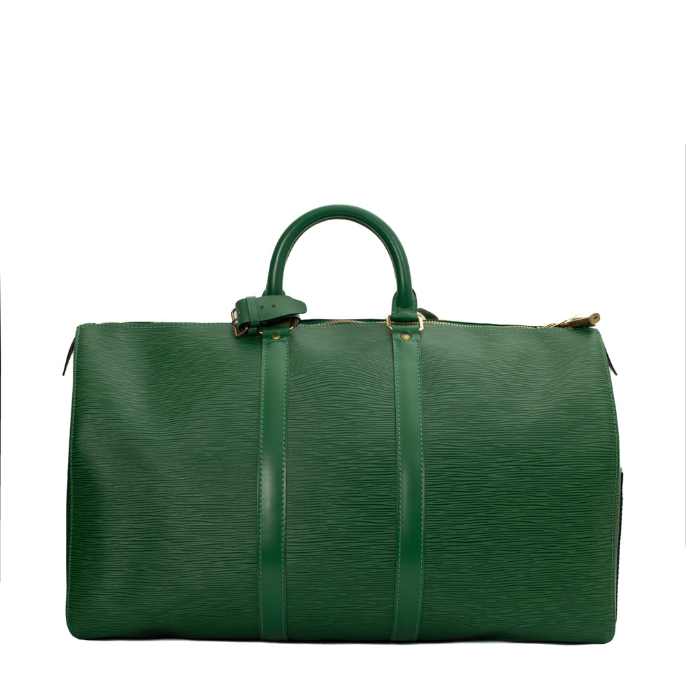 Sac Keepall 45 Vintage en cuir épi vert