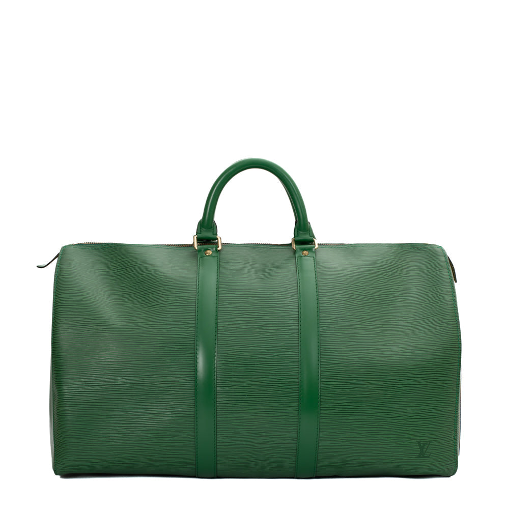 Sac Keepall 45 Vintage en cuir épi vert