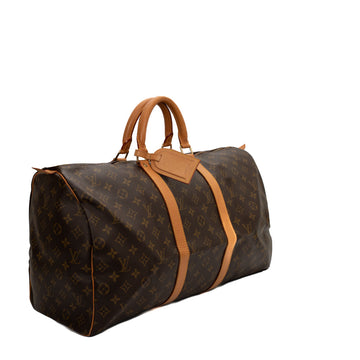 Sac Keepall 50 Vintage en toile monogramme marron