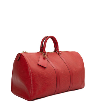 Sac Keepall 45 Vintage en cuir épi rouge