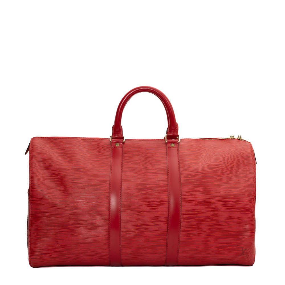 Sac Keepall 45 Vintage en cuir épi rouge