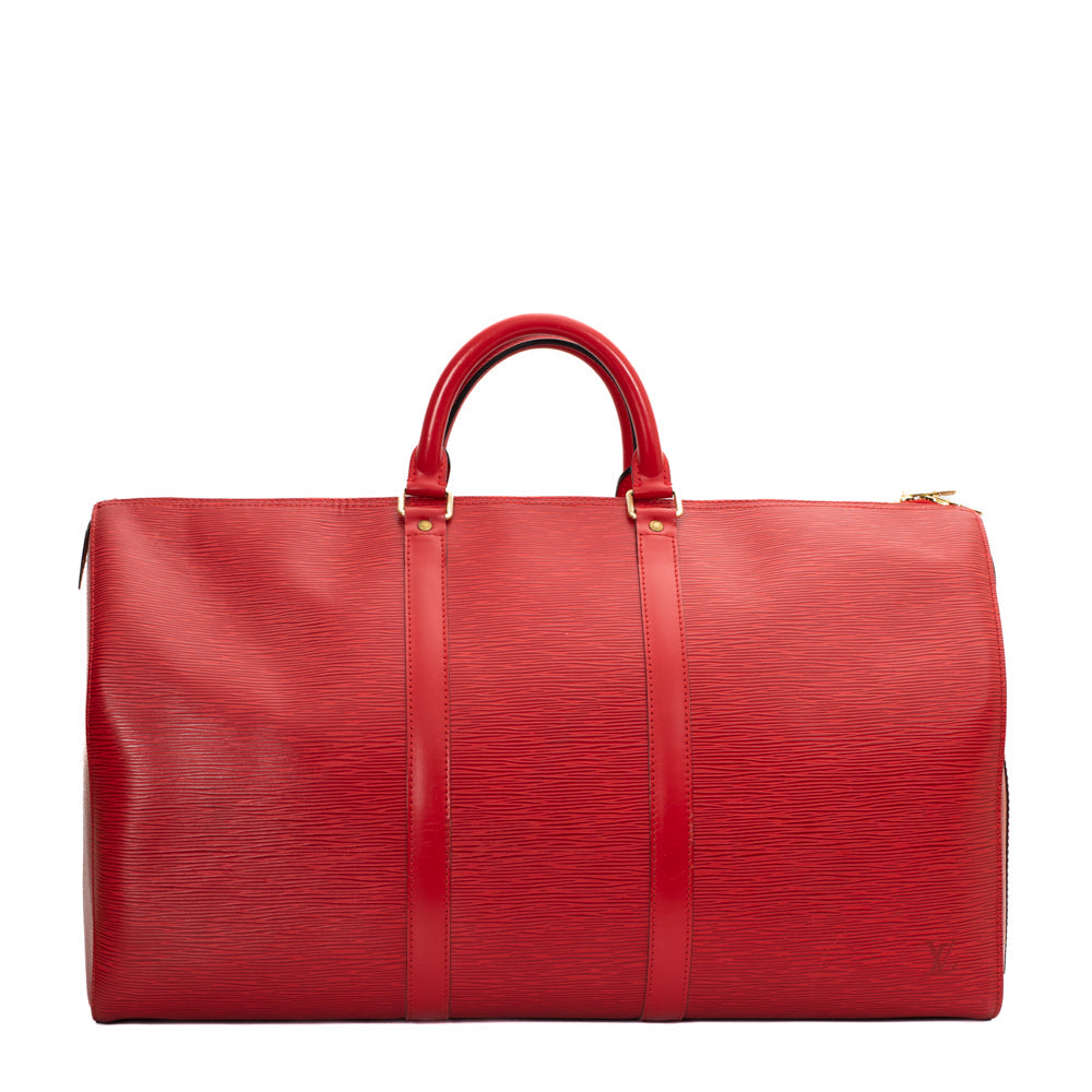 Sac Keepall 50 Vintage en cuir épi rouge