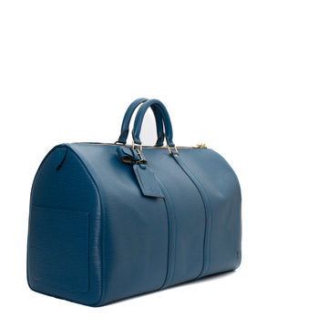 Sac Keepall 50 Vintage en cuir épi bleu