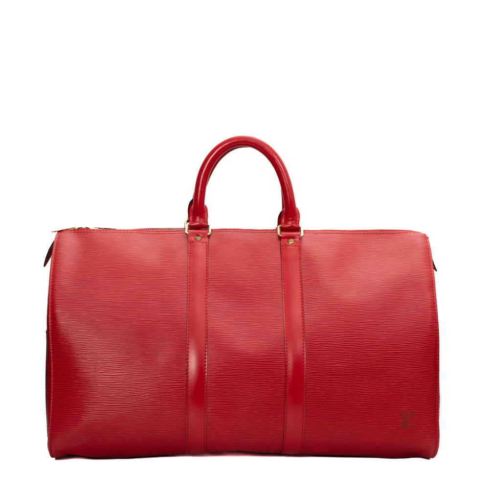 Sac Keepall 45 Vintage en cuir épi rouge