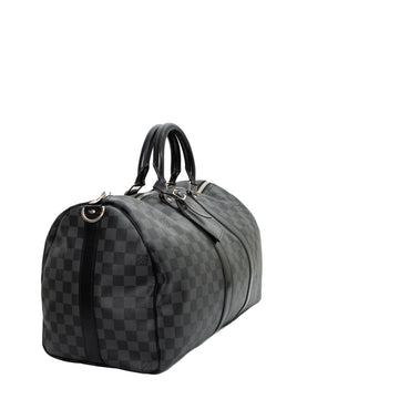 Sac Keepall 45 en toile damier gris