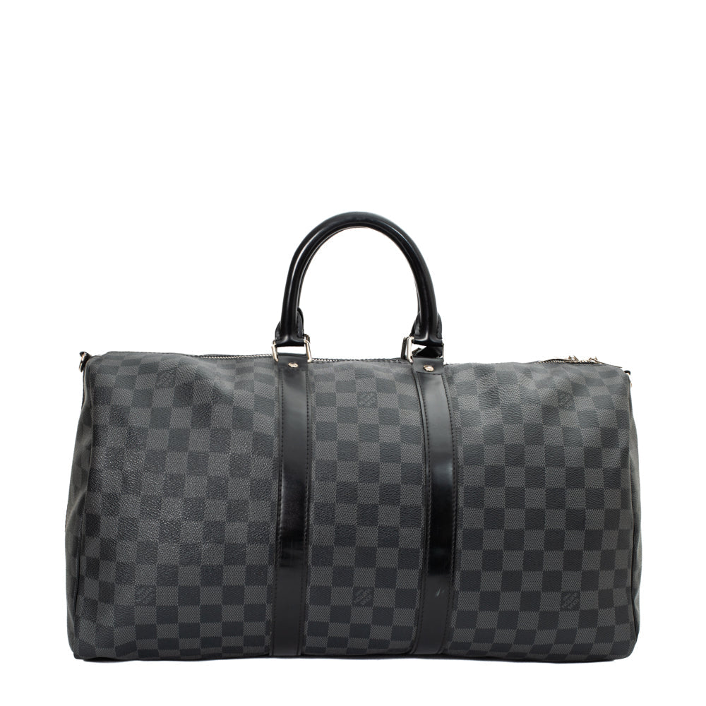 Sac Keepall 45 en toile damier gris