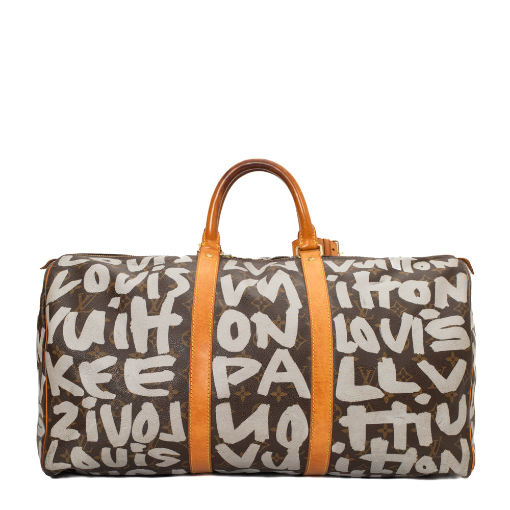 Sac Keepall 50 Vintage Edition Limitée en toile monogram gris