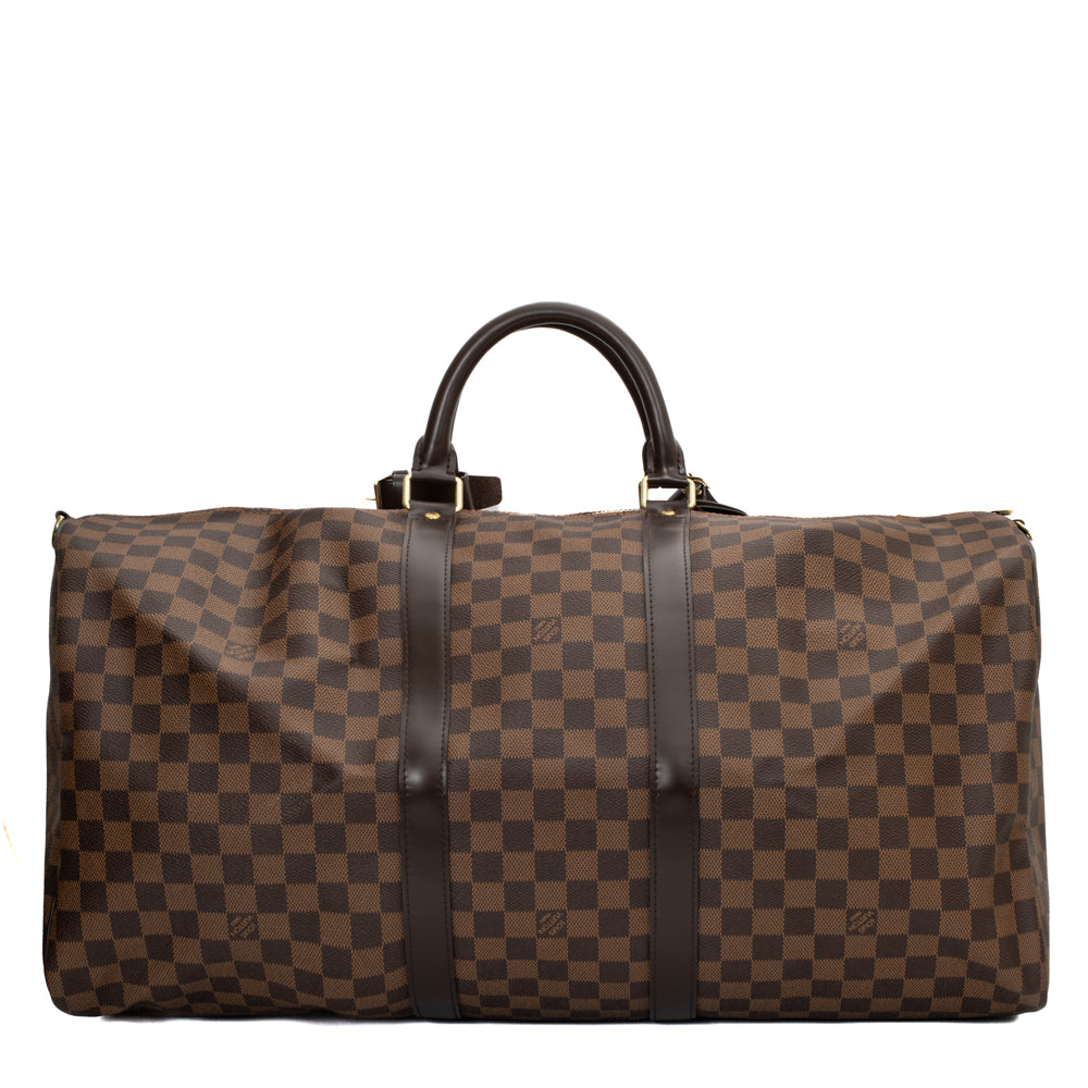 Sac Keepall 55 en toile damier ébène