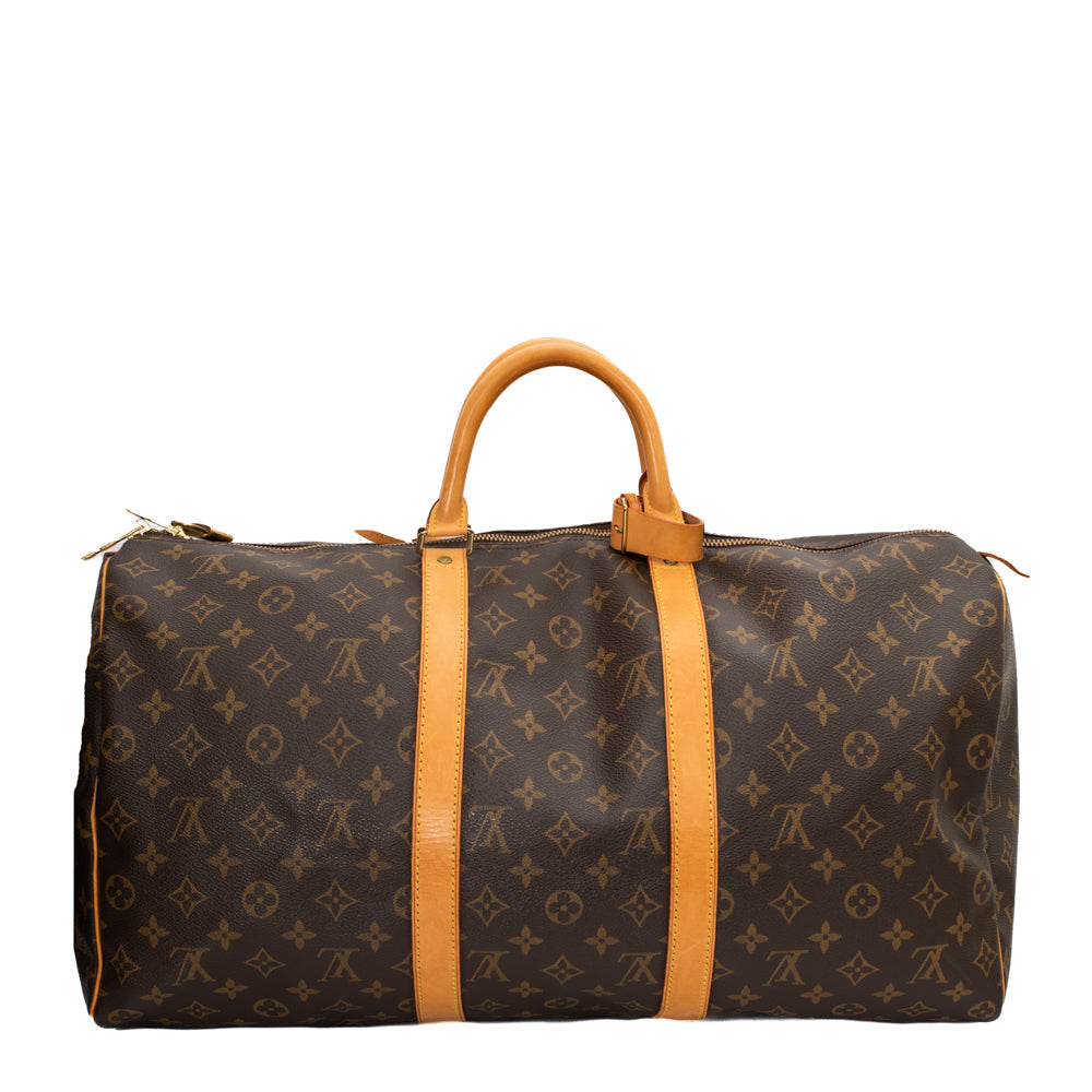 Sac Keepall 50 Vintage en toile monogram marron