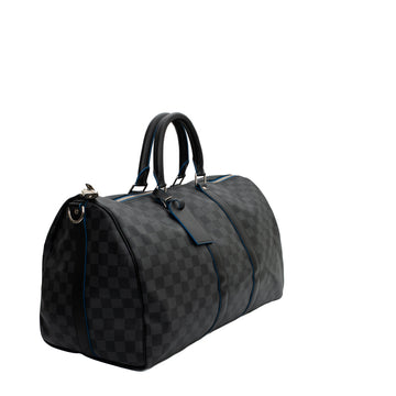Sac Keepall 45 en toile damier gris