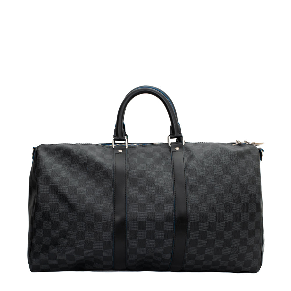 Sac Keepall 45 en toile damier gris