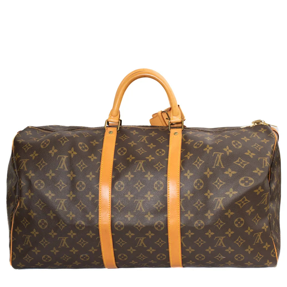 Sac Keepall 55 Vintage en toile monogram marron