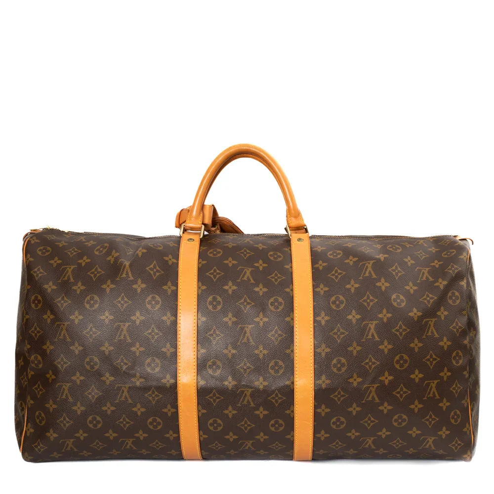 Sac Keepall 60 Vintage en toile monogram marron