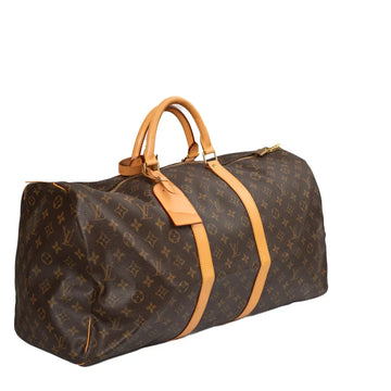 Sac Keepall 55 Vintage en toile monogram marron