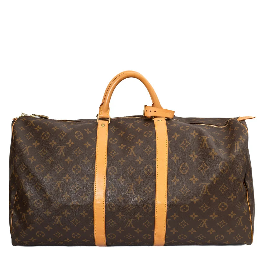 Sac Keepall 55 Vintage en toile monogram marron