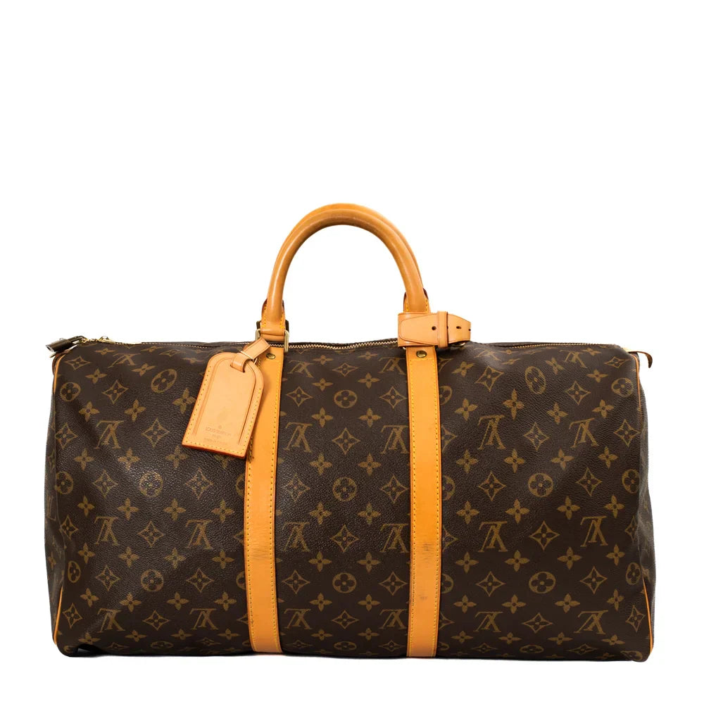 Sac Keepall 50 Vintage en toile monogram marron