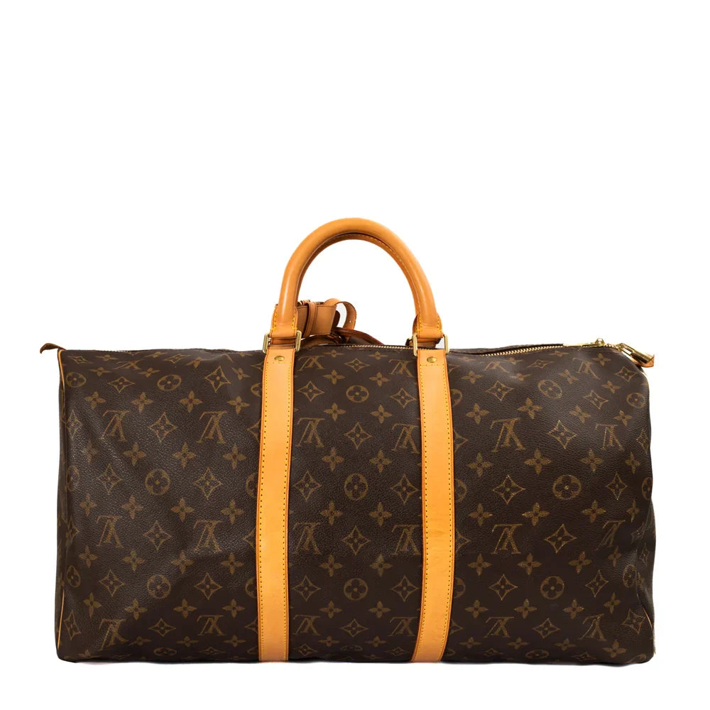 Sac Keepall 50 Vintage en toile monogram marron