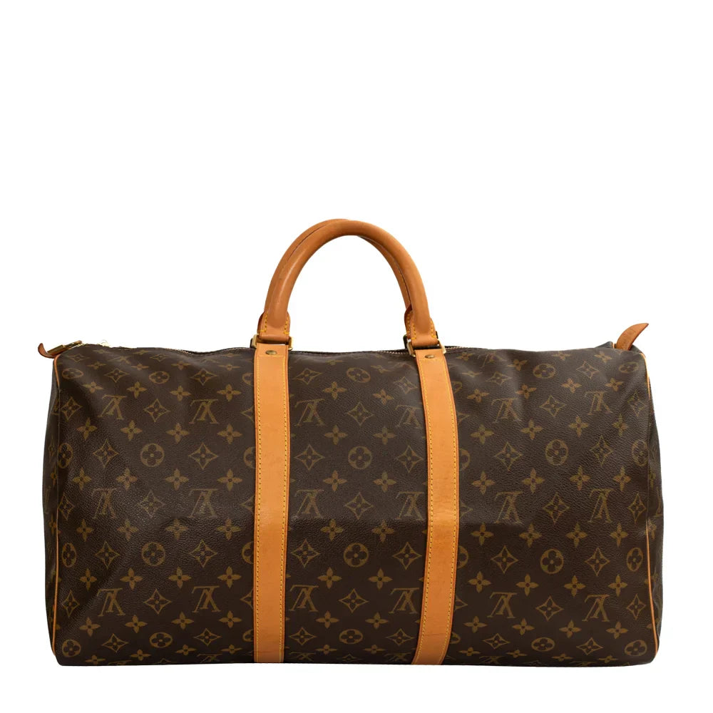 Sac Keepall 50 Vintage en toile monogram marron