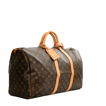 Sac Keepall 50 Vintage en toile monogram marron