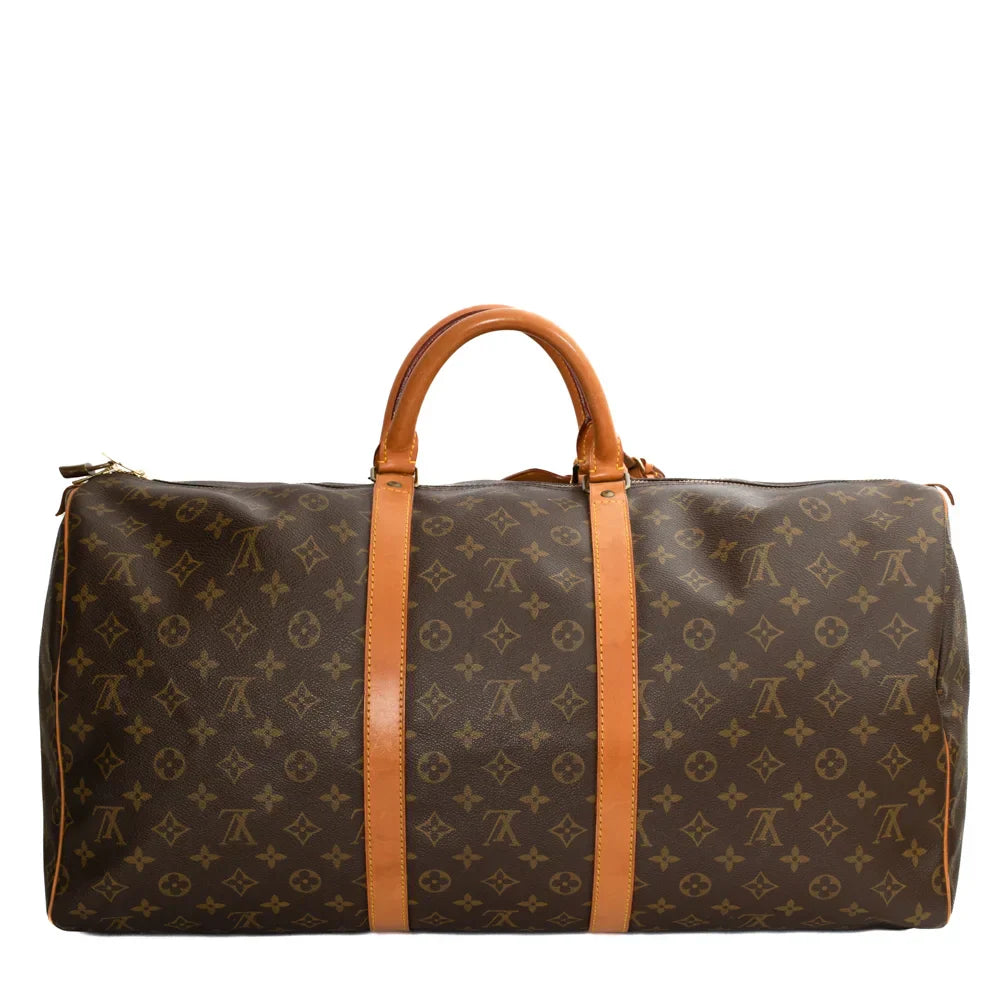 Sac Keepall 55 Vintage en toile monogram marron