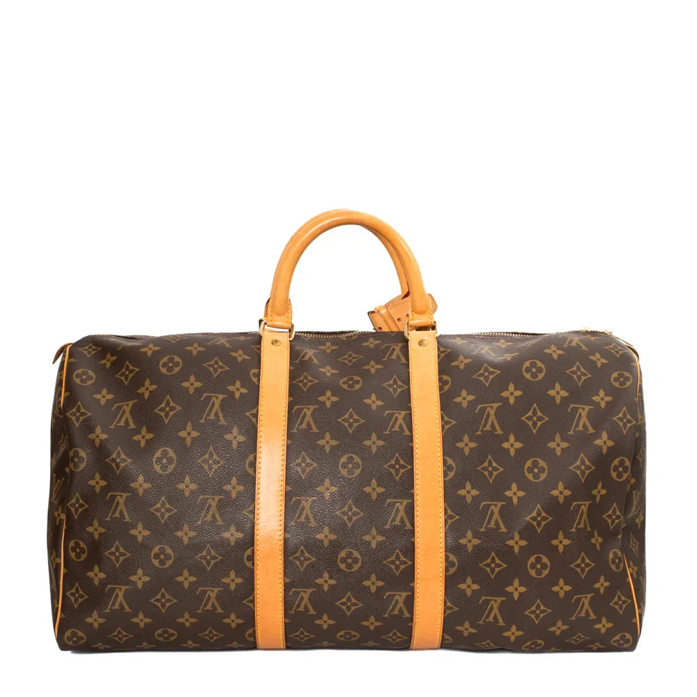 Sac Keepall 50 en toile monogram marron