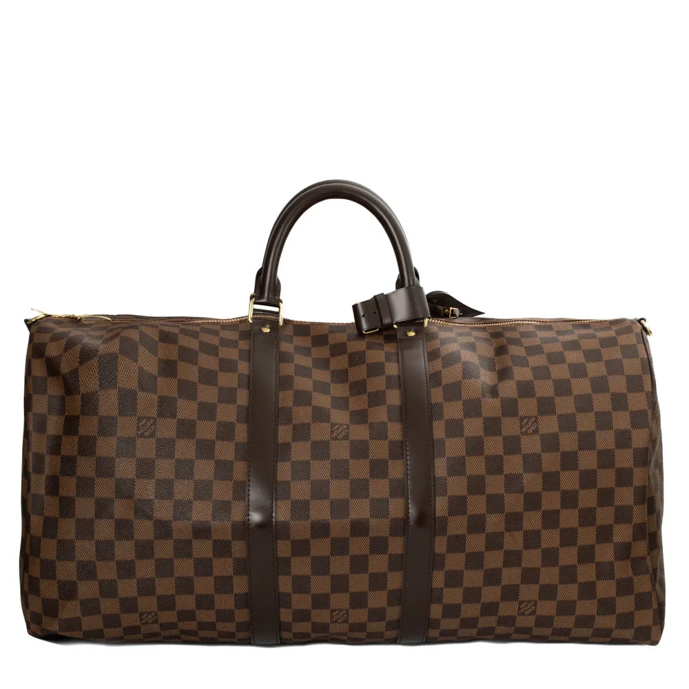Sac Keepall 55 en toile damier ébène
