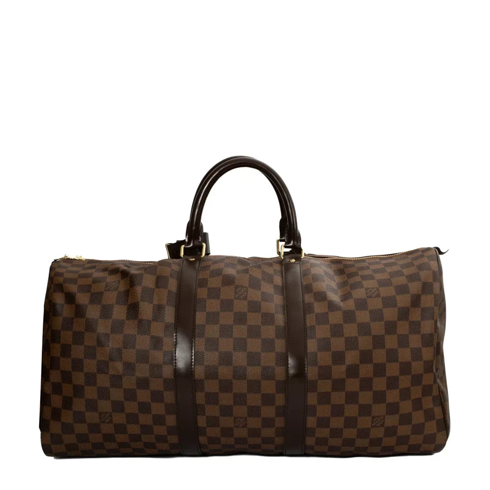 Sac Keepall 50 vintage en toile damier ébène