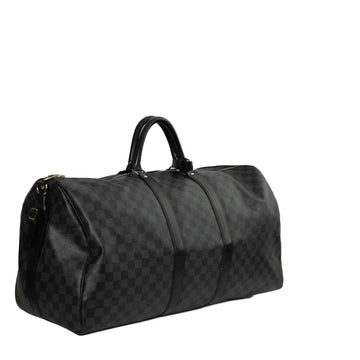 Sac Keepall 55 en toile damier gris