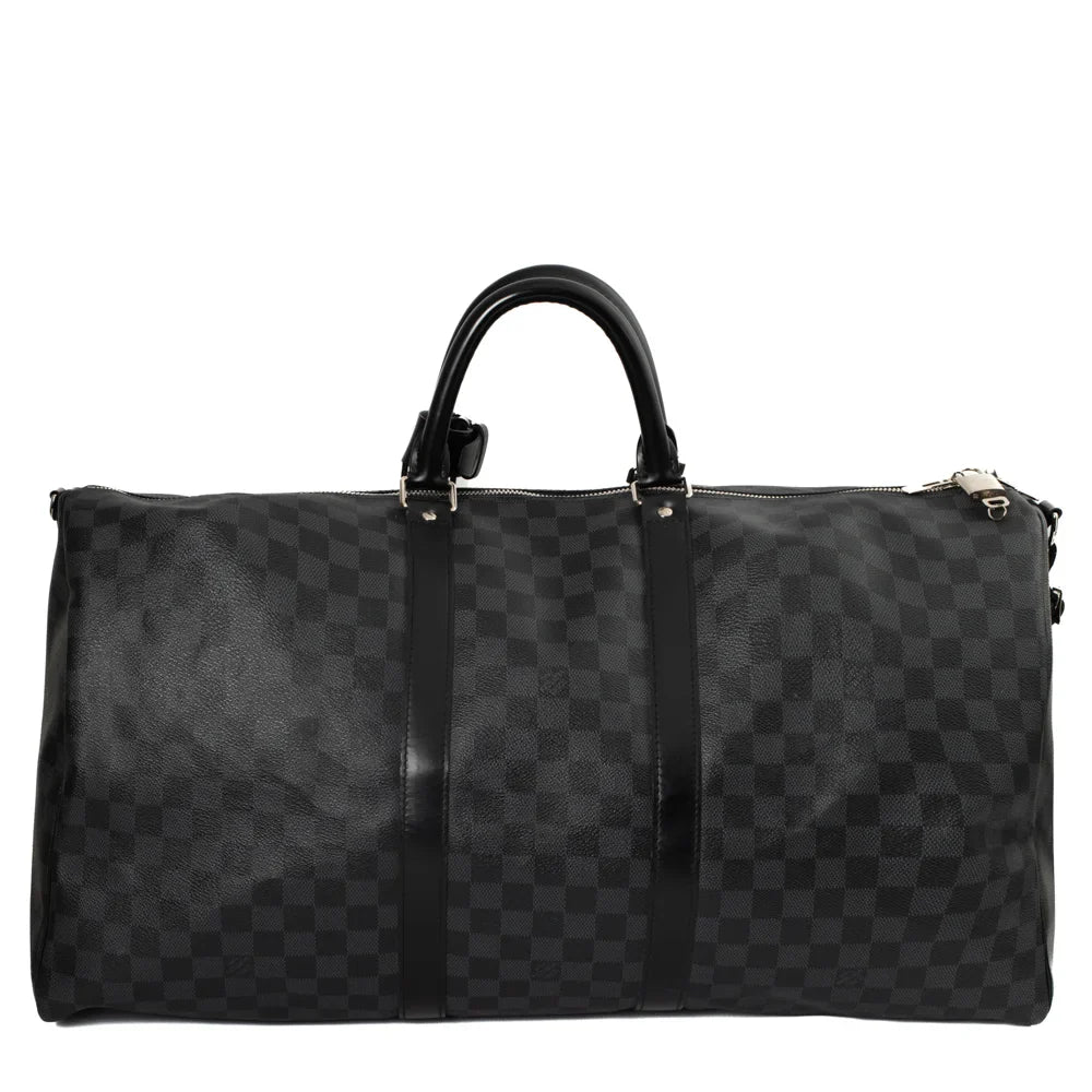 Sac Keepall 55 en toile damier gris