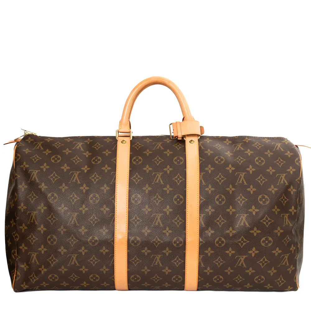 Sac Keepall 55 Vintage en toile monogram marron