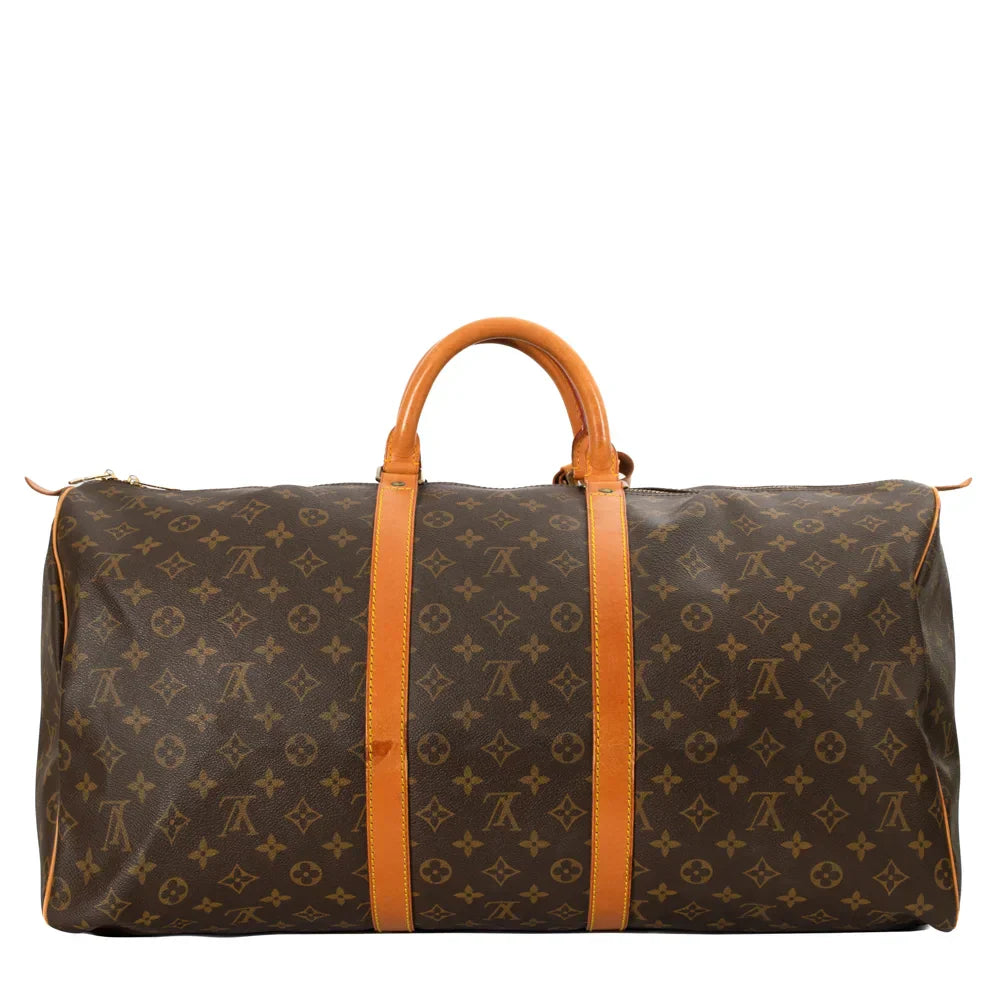 Sac Keepall 55 Vintage en toile monogram marron